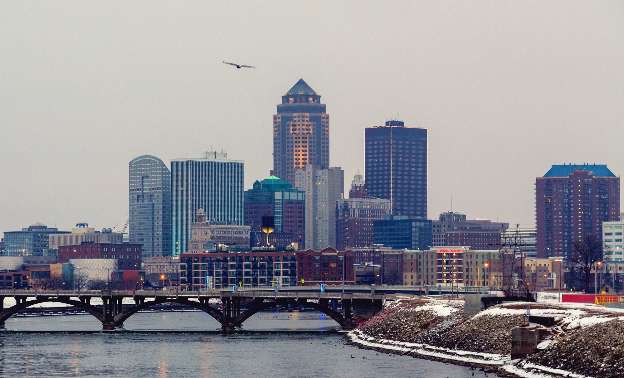 Des Moines skyline above the Des Moines River